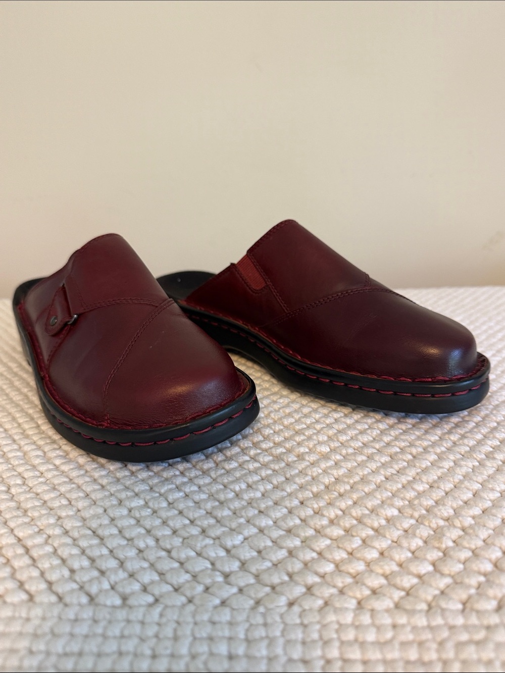 Women’s leather clogs.